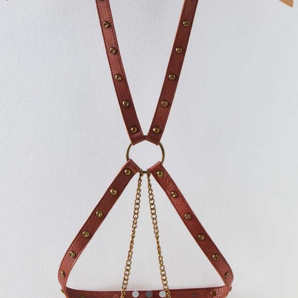 Free People Billie Brown Leather Harness Belt - Picture 2 of 5